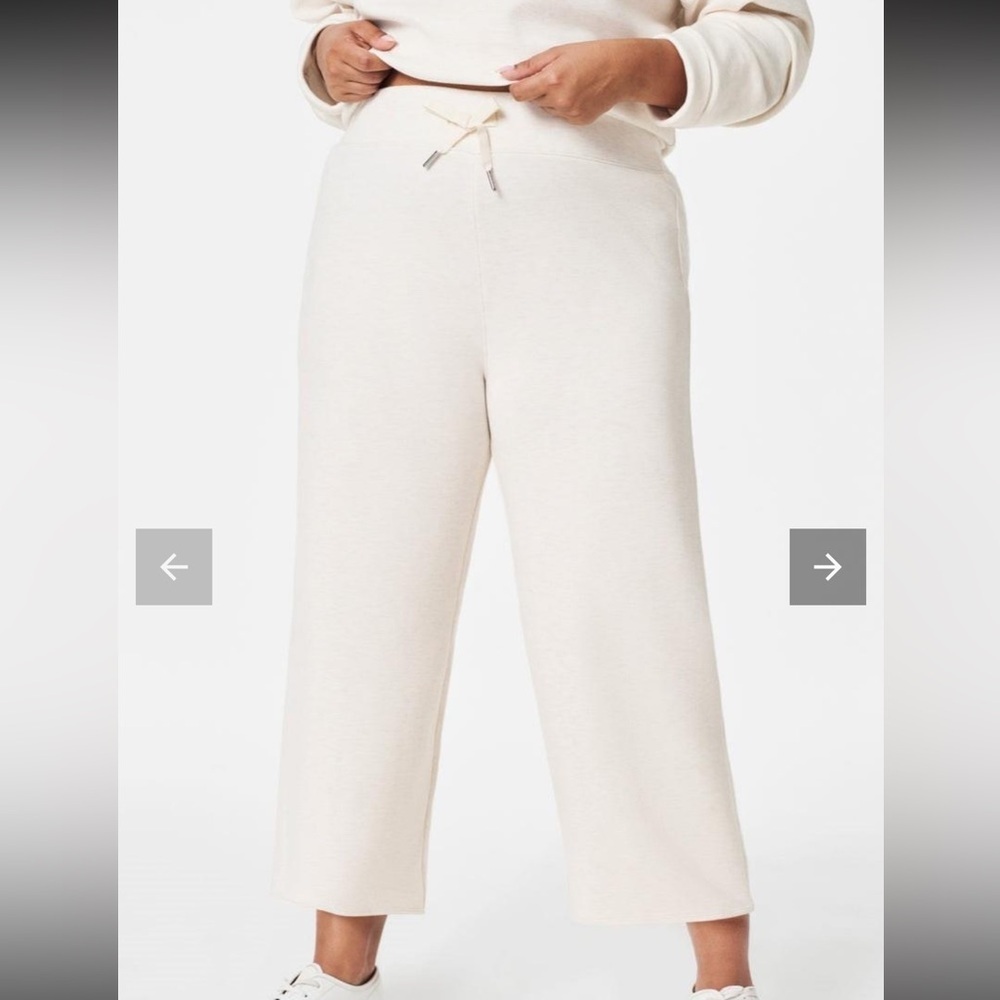SPANX Air Essentials Cropped Wide Leg Pant in Oatmeal Heather size 2x - Picture 2 of 8